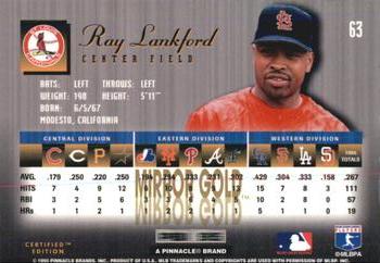 1995 Select Certified - Mirror Gold #63 Ray Lankford Back