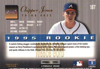 1995 Select Certified - Mirror Gold #107 Chipper Jones Back
