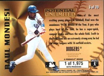 1995 Select Certified - Potential Unlimited (PR1975) #3 Raul Mondesi Back