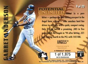1995 Select Certified - Potential Unlimited (PR1975) #9 Garret Anderson Back