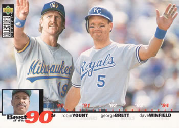 1995 Collector's Choice #54 Robin Yount / George Brett / Dave Winfield Front