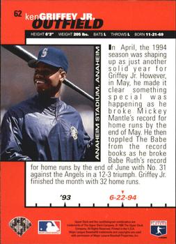 1995 Collector's Choice - Silver Signature #62 Ken Griffey Jr. Back