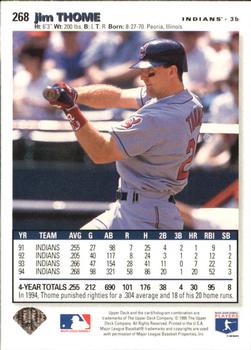 1995 Collector's Choice - Silver Signature #268 Jim Thome Back