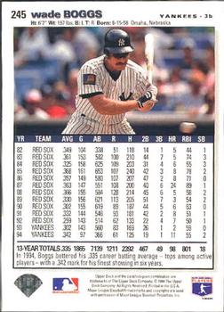 1995 Collector's Choice SE #245 Wade Boggs Back