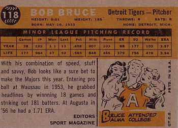 1960 Topps #118 Bob Bruce Back