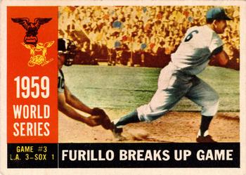 1960 Topps #387 1959 World Series Game # 3 - Furillo Breaks up Game Front
