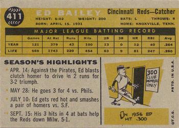 1960 Topps #411 Ed Bailey Back