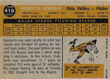 1960 Topps #416 Humberto Robinson Back