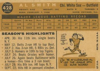 1960 Topps #428 Al Smith Back