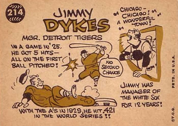 1960 Topps #214 Jimmie Dykes Back