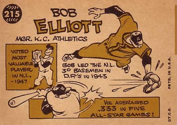 1960 Topps #215 Bob Elliott Back