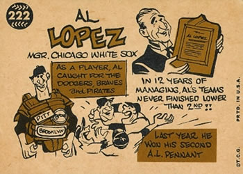 1960 Topps #222 Al Lopez Back