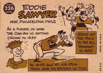 1960 Topps #226 Eddie Sawyer Back
