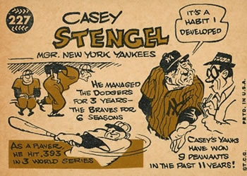 1960 Topps #227 Casey Stengel Back
