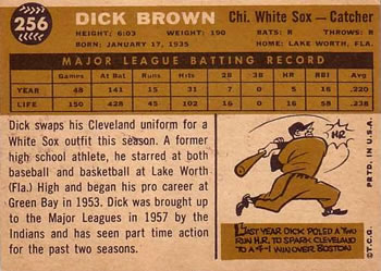 1960 Topps #256 Dick Brown Back