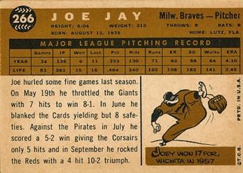 1960 Topps #266 Joe Jay Back
