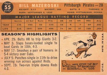 1960 Topps #55 Bill Mazeroski Back