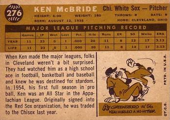 1960 Topps #276 Ken McBride Back