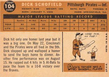 1960 Topps #104 Dick Schofield Back