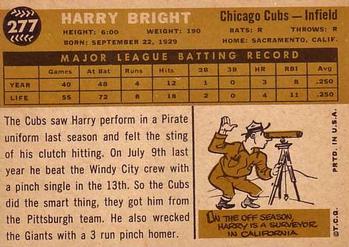 1960 Topps #277 Harry Bright Back