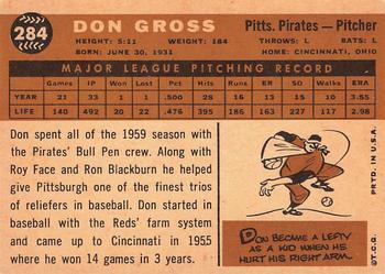 1960 Topps #284 Don Gross Back