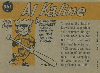 1960 Topps #561 Al Kaline Back
