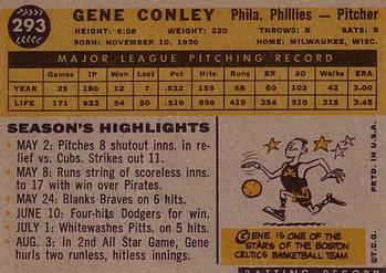 1960 Topps #293 Gene Conley Back