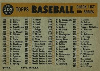 1960 Topps #302 Philadelphia Phillies Back
