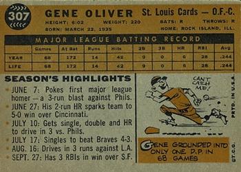 1960 Topps #307 Gene Oliver Back