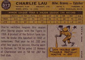 1960 Topps #312 Charlie Lau Back