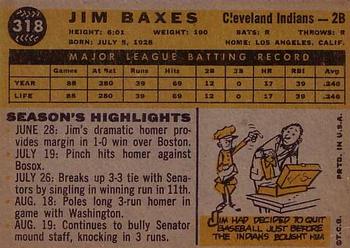 1960 Topps #318 Jim Baxes Back