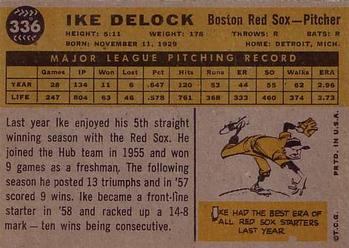 1960 Topps #336 Ike Delock Back