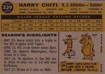 1960 Topps #339 Harry Chiti Back