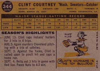 1960 Topps #344 Clint Courtney Back