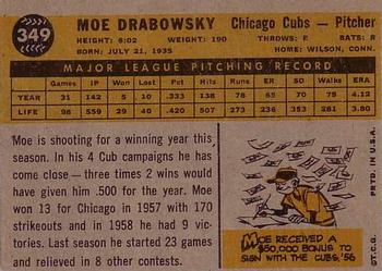 1960 Topps #349 Moe Drabowsky Back