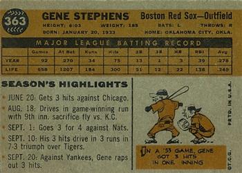 1960 Topps #363 Gene Stephens Back