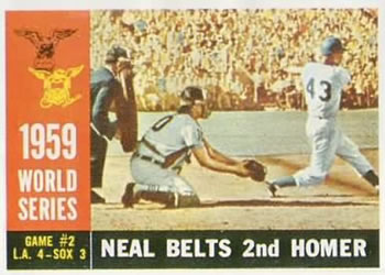 1960 Topps #386 1959 World Series Game #2 - Neal Belts 2nd Homer Front