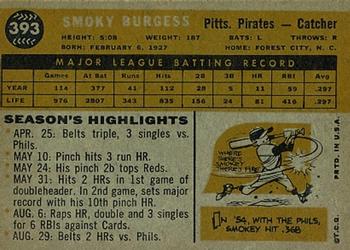 1960 Topps #393 Smoky Burgess Back