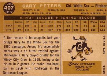 1960 Topps #407 Gary Peters Back