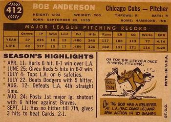 1960 Topps #412 Bob Anderson Back