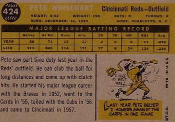 1960 Topps #424 Pete Whisenant Back