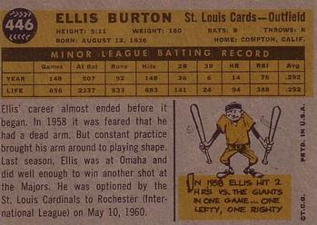 1960 Topps #446 Ellis Burton Back