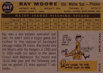 1960 Topps #447 Ray Moore Back