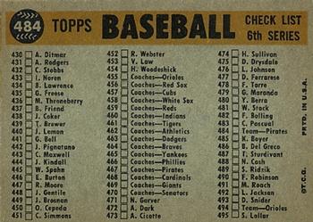 1960 Topps #484 Pittsburgh Pirates Back