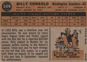 1960 Topps #508 Billy Consolo Back