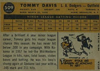 1960 Topps #509 Tommy Davis Back