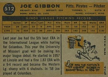 1960 Topps #512 Joe Gibbon Back