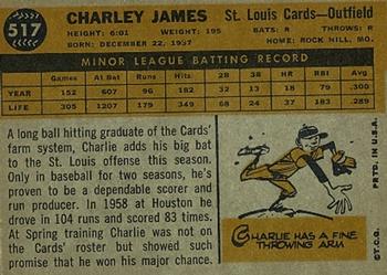 1960 Topps #517 Charley James Back
