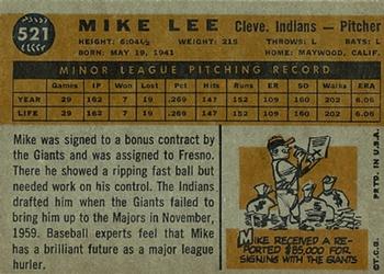 1960 Topps #521 Mike Lee Back