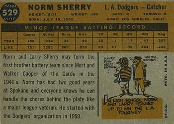 1960 Topps #529 Norm Sherry Back